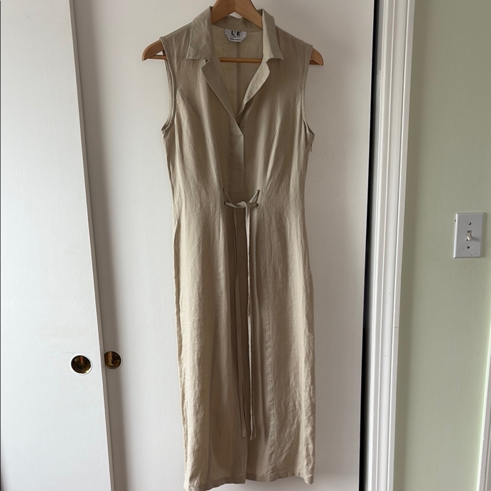 Italian Linen Sleeveless Collared Dress 44